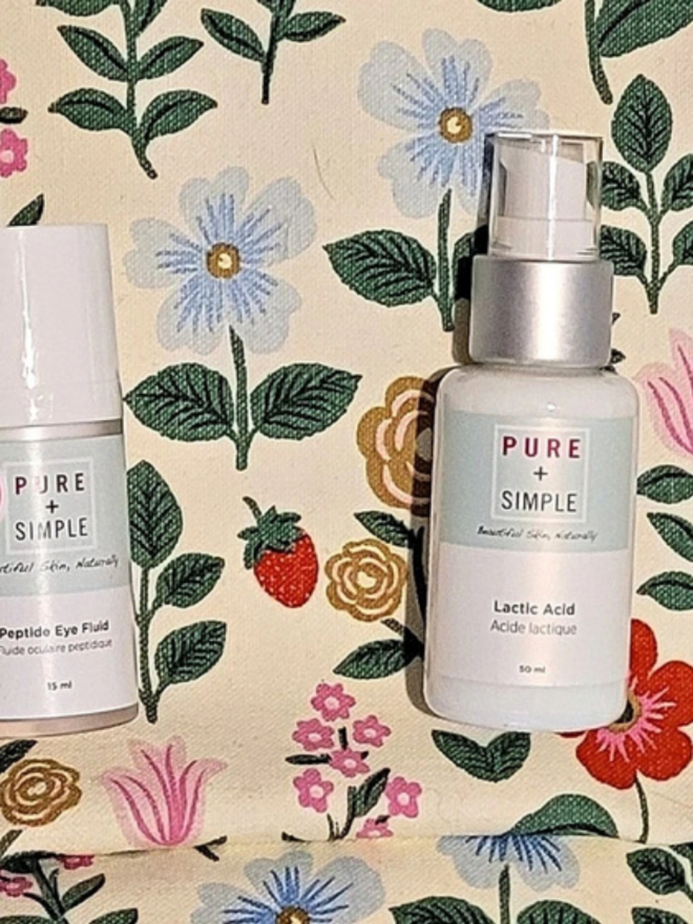 Pure + Simple Peptide Eye Fluid and Lactic Acid Skincare Set White